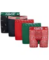 Nike Big Boys Dri-fit Polyester Color Holiday Briefs Underwear, 5-pack In University Red
