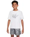 Nike Kids' Big Boys Dri-fit Short-sleeve Logo Graphic Top In White