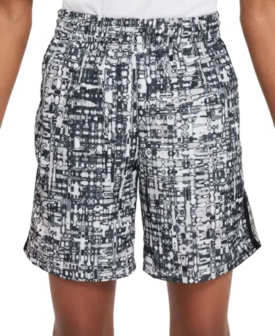 Nike Kids' Big Boys Dri-fit Woven Drawstring Printed Shorts In Smkgry,bla