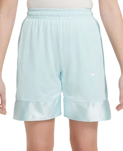 Nike Kids' Big Boys Elite Dri-fit Basketball Shorts In Glacier Blue,white