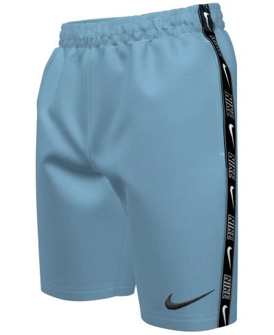 Nike Kids' Big Boys Logo Tape Lap 7" Volley Swim Shorts In Aquarius Blue