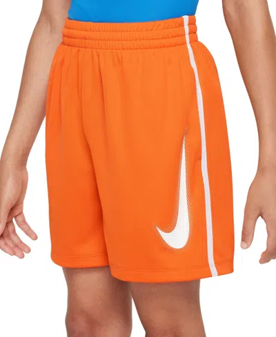 Nike Kids' Big Boys Multi Dri-fit Graphic Training Shorts In Safety Orange,white,white
