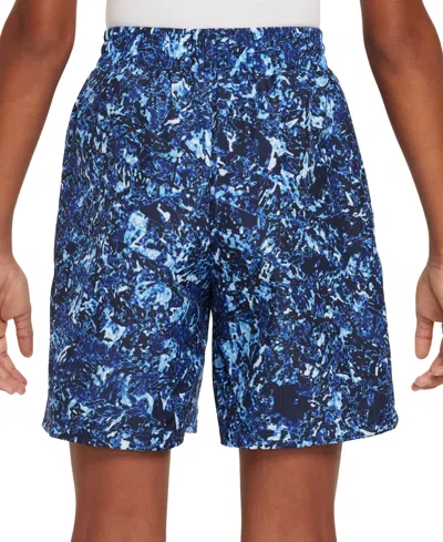 Nike Kids' Big Boys Multi Printed Dri-fit Shorts In Game Royal,white