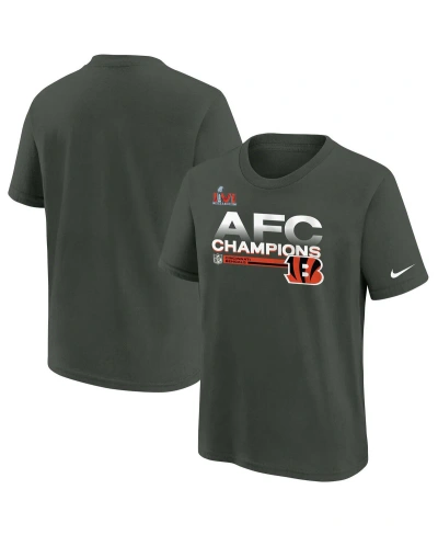 Nike Kids' Big Boys  Anthracite Cincinnati Bengals 2021 Afc Champions Locker Room Trophy Collection T-shirt