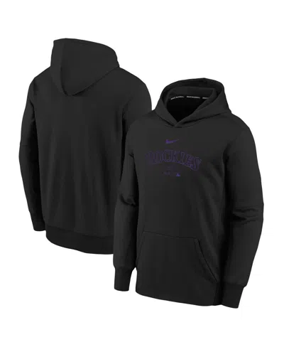 Nike Kids' Big Boys  Black Colorado Rockies Authentic Collection Performance Pullover Hoodie