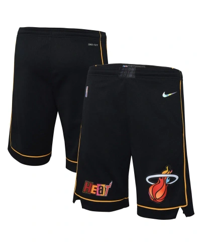 Nike Kids' Big Boys  Black Miami Heat 2021/22 City Edition Courtside Swingman Shorts