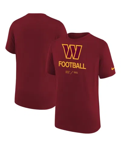 Nike Kids' Big Boys  Burgundy Washington Commanders Sideline Legend Performance T-shirt