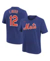 NIKE BIG BOYS NIKE FRANCISCO LINDOR ROYAL NEW YORK METS HOME PLAYER NAME AND NUMBER T-SHIRT