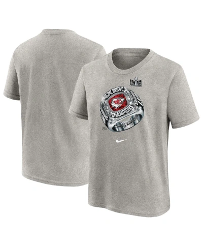 Nike Kids' Big Boys  Gray Kansas City Chiefs Four-time Super Bowl Champions T-shirt