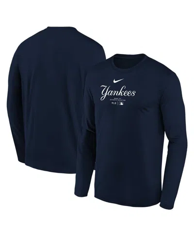 NIKE BIG BOYS NIKE NAVY NEW YORK YANKEES AUTHENTIC COLLECTION LONG SLEEVE PERFORMANCE T-SHIRT