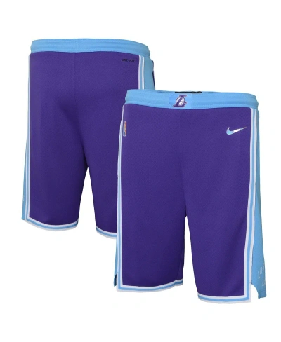Nike Kids' Big Boys  Purple Los Angeles Lakers 2021/22 City Edition Courtside Swingman Shorts