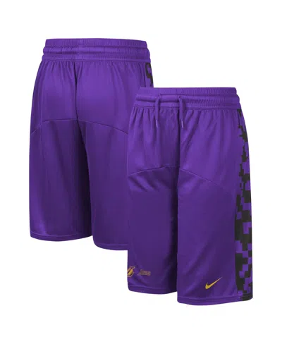 NIKE BIG BOYS NIKE PURPLE LOS ANGELES LAKERS COURTSIDE STARTING FIVE TEAM SHORTS