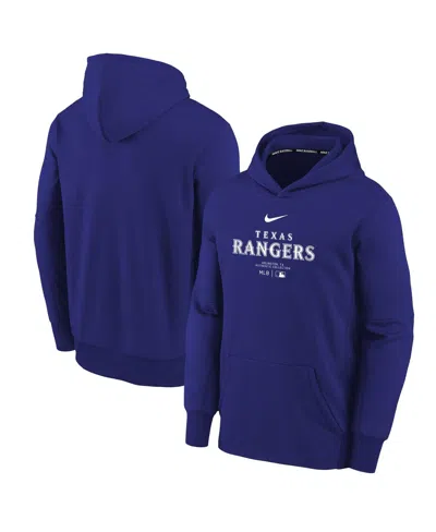 NIKE BIG BOYS NIKE ROYAL TEXAS RANGERS AUTHENTIC COLLECTION PERFORMANCE PULLOVER HOODIE