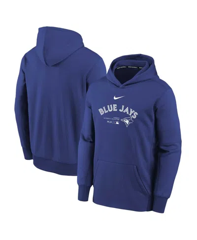 NIKE BIG BOYS NIKE ROYAL TORONTO BLUE JAYS AUTHENTIC COLLECTION PERFORMANCE PULLOVER HOODIE