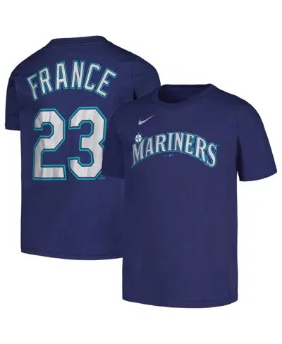 NIKE BIG BOYS NIKE TY FRANCE NAVY SEATTLE MARINERS PLAYER NAME AND NUMBER T-SHIRT