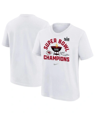 Nike Kids' Big Boys  White Kansas City Chiefs Super Bowl Lviii Champions Local T-shirt
