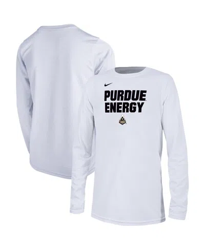Nike Kids' Big Boys  White Purdue Boilermakers 2024 On-court Bench Energy T-shirt