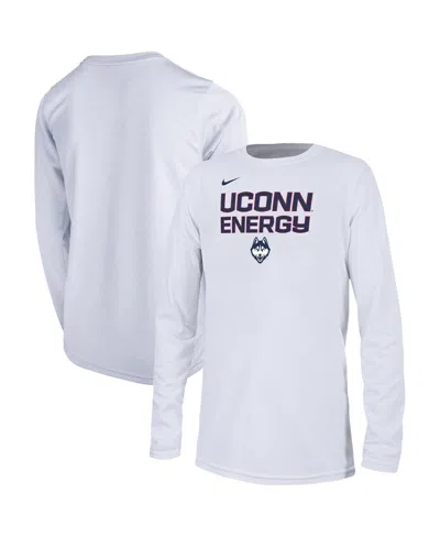 Nike Kids' Big Boys  White Uconn Huskies 2024 On-court Bench Energy T-shirt
