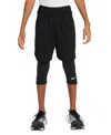 Nike Big Boys Pro Dri-fit 3/4-length Tights In Black,black,white