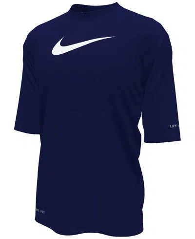 Nike Kids' Big Boys Short-sleeve Hydroguard Swim Top In Midnight N