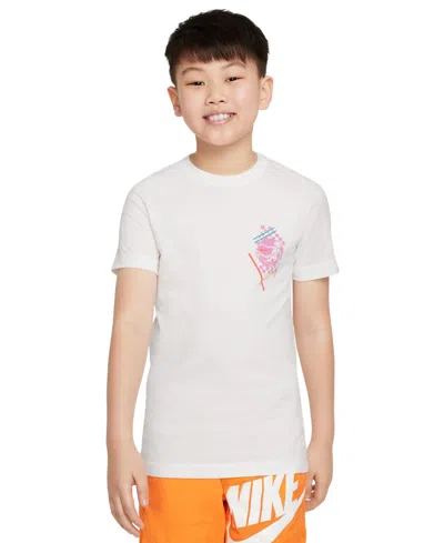 Nike Kids' Big Boys Sportswear Crewneck Cotton Graphic T-shirt In White