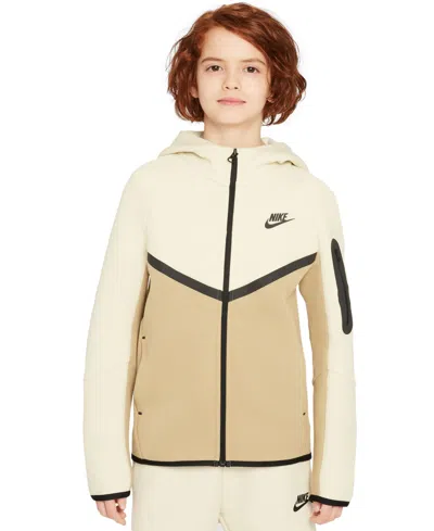 Nike Kids' Big Boys Sportswear Full-zip Tech Fleece Hoodie In Brown