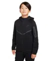 Nike Sportswear Tech Fleece Big Kids' Full-zip Hoodie In Black,blac