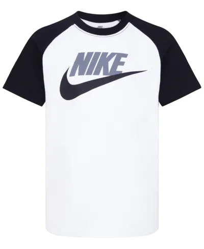 Nike Kids' Big Boys Sportswear Futura Raglan Short Sleeves T-shirt In White,black
