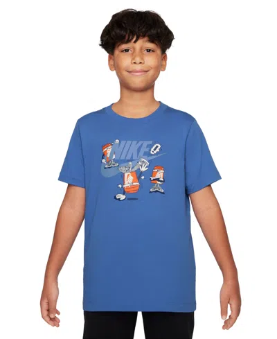 Nike Kids' Big Boys Sportswear Graphic Cotton T-shirt In Blue