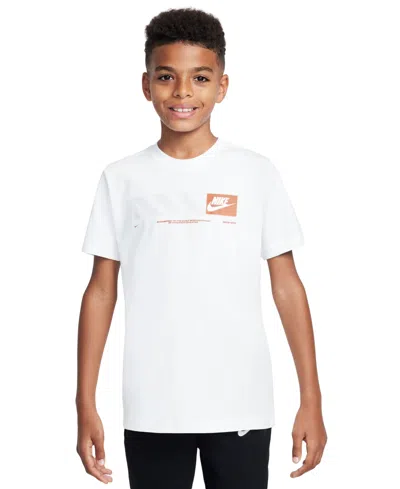Nike Kids' Big Boys Sportswear Graphic Cotton T-shirt In White