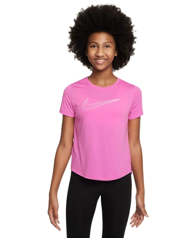 Nike Kids' Big Girl's Dri-fit Short-sleeve Training Top In Playful Pink