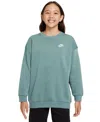 Nike Club Big Kid Girls Crew Neck Fleece Long Sleeve Sweatshirt In Blue
