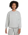 Nike Club Big Kid Girls Crew Neck Fleece Long Sleeve Sweatshirt In Gray