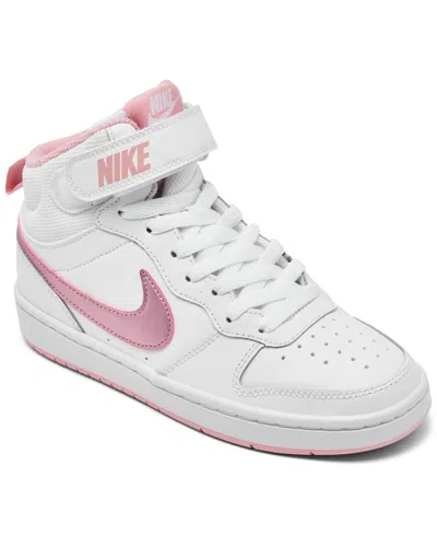 Nike Kids' Big Girls Court Borough Mid 2 Casual Sneakers From Finish Line In White