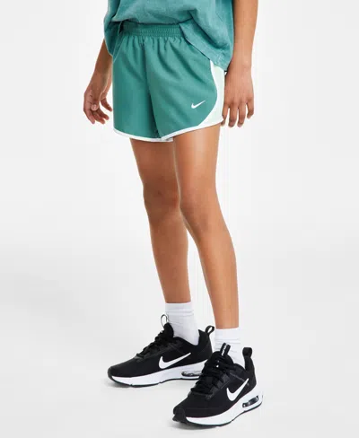 Nike Kids' Big Girls Dri-fit Tempo Running Shorts In Bicoastal,vapor Green,white,white