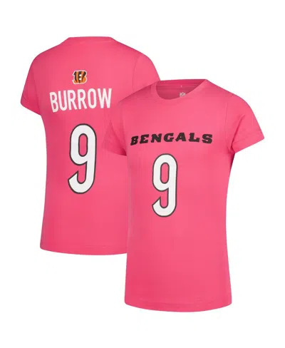 Nike Kids' Big Girls Joe Burrow Pink Cincinnati Bengals Player Name Number T-shirt