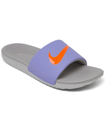 Nike Kids' Big Girls Kawa Slide Sandals From Finish Line In Purple,gray