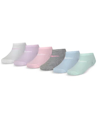 NIKE LITTLE GIRLS METALLIC SWOOSH LOW SOCKS, PACK OF 6