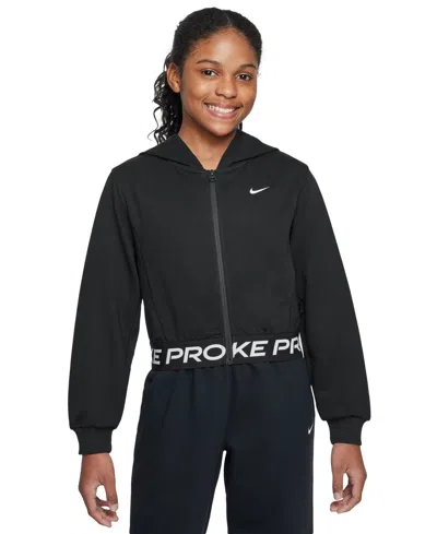 Nike Big Girls Pro Fleece Dri-fit Full-zip Hoodie In Black