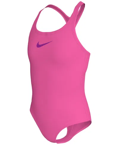 Nike Kids' Big Girls Racerback One-piece Swimsuit In Hyper Pink