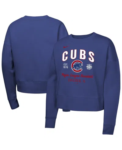 Nike Kids' Big Girls Royal Chicago Cubs Fleece Sweatshirt