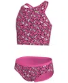 Nike Big Girls Spider-back Midkini Swimsuit, 2 Piece Set In Hyper Pink