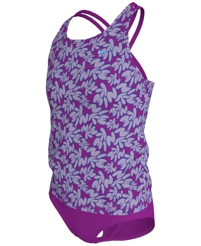 Nike Kids' Big Girls Spider-back Tankini Swimsuit, 2 Piece Set In Vivid Purp