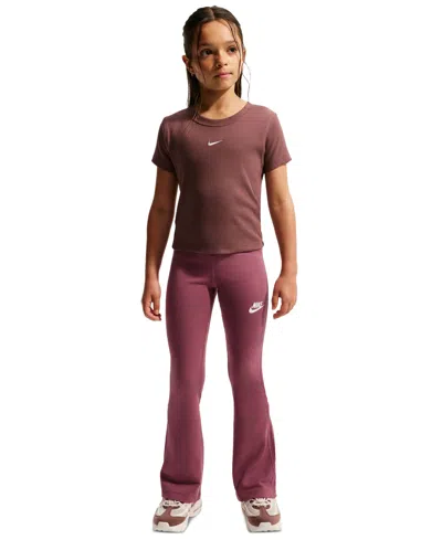 Nike Kids' Big Girls Sportswear Classic High-waisted Flared Leggings In Brown