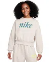 Nike Kids' Big Girls Sportswear Club Fleece Crew-neck Sweatshirt In Light Bone/volt