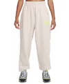 Nike Big Girls Sportswear Club Fleece Loose-fit Sweatpants In Light Bone,volt