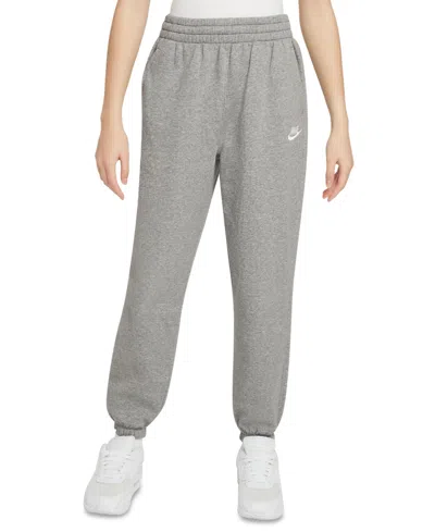 Nike Kids' Big Girls Sportswear Club Fleece Loose Logo Joggers In Gray
