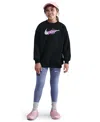 Nike Big Girls Sportswear Club Fleece Oversized Crewneck Sweatshirt In Black