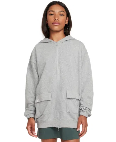 Nike Kids' Big Girls Sportswear Dri-fit Oversized Fleece Hoodie In Dk Grey Heather