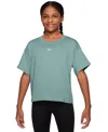 Nike Sportswear Kids' Essential Boxy Embroidered Swoosh T-shirt In Green